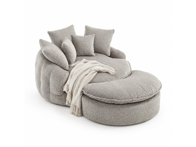  Fauteuil lounge avec repose-pieds et coussins gris clair evryae  - Conforama E