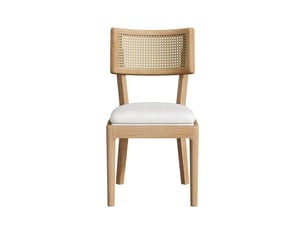 Lot de 6 chaises de salle à manger en bois massif naturel, dossier en rotin tressé, assise en lin, 50 x 58 x 88 cm, style moderne