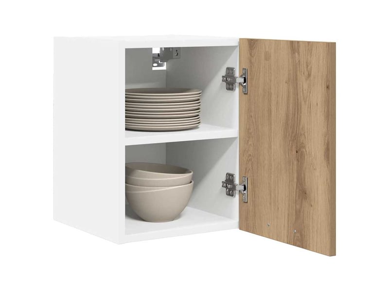  Meuble de rangement cuisine, armoire suspendue chêne artisan et blanc 30x31x40cm  - Conforama C