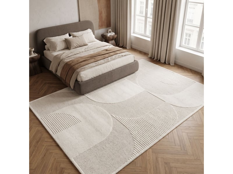  Tapis doux à relief géométrique blanc 160x230  - Conforama E