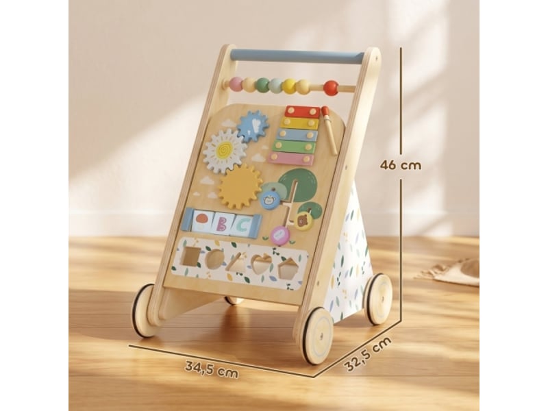 Trotteur bébé en bois, aide à la marche réglable, roues avec vitesse ajustable, blocs, dès 18 mois - Conforama C