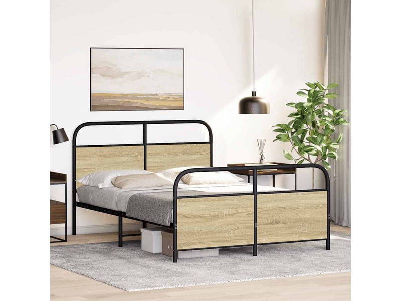  Cadre de lit sans matelas 120x190 cm cm chêne sonoma  - Conforama C