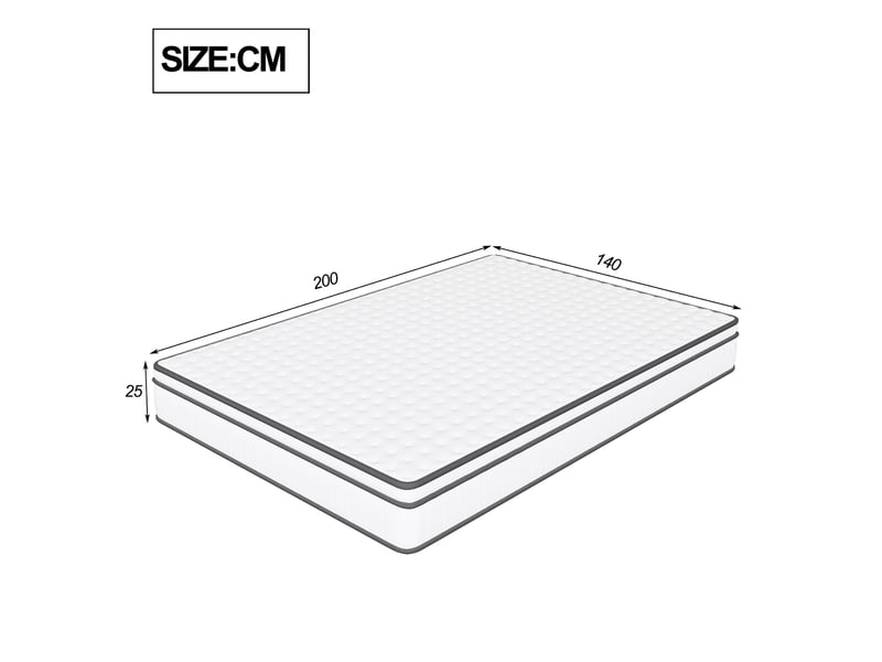  Matelas ressorts ensachés 140x200x25cm - matelas 2 personnes 7 zones, confort ergonomique h2 et indépendance de couchage - blanc  - Conforama E
