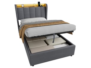 Lit coffre 90x200 cm MAISENTIEL coloris gris