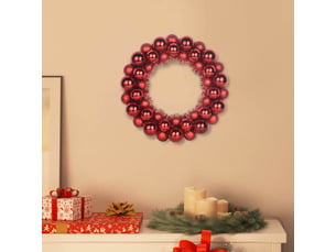 Couronnes de boules de noël 2 pcs rouge 33 x 33 x 7 cm