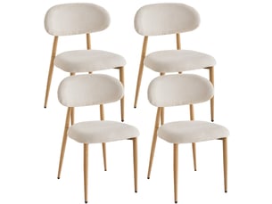 Lot de 4 chaises vintage - rustique - chaise en lin et salle à manger - style nordique minimaliste - pieds en métal beige
