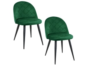 Lot de 2 chaises matelassées de salle à manger en velours akord sj.077 vert bouteille