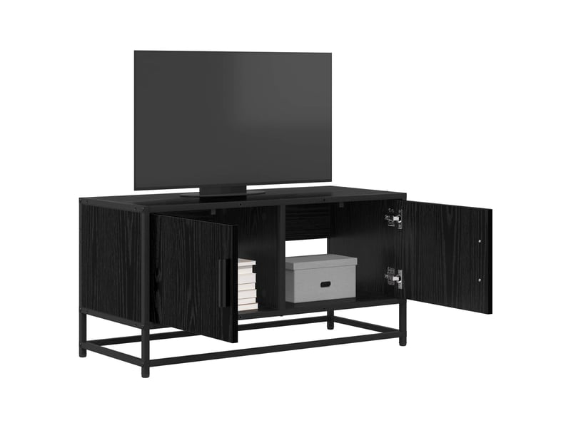 Meuble tv - banc tv - meuble de rangement 80 x 34,5 x 40 cm chêne noir bois d'ingénierie - Conforama C