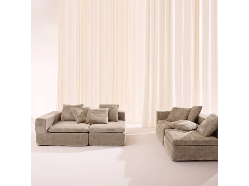  Canapé modulable tissu chenille 5 places beige foncé - movi  - Conforama E