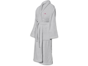 Peignoir en coton éponge gris clair unisexe col châle ceinture poches taille s 500 gm²