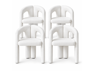 Lot de 4 chaises de salle à manger avec accoudoirs, dossier ergonomique enveloppant, assise rembourrée en velours, charge 150 kg, beige