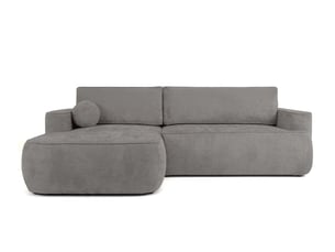 Canapé d'angle gauche fixe LOUNGITUDE CASSIS 4 places Tissu Gris