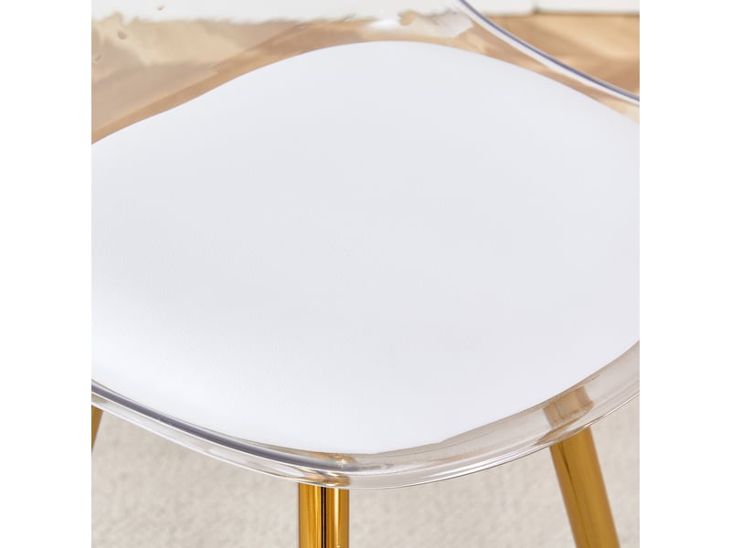  Lot de 2 tabourets de bar transparent avec pieds en métal doré, chaise haute pour café et îlot de cuisine  - Conforama D