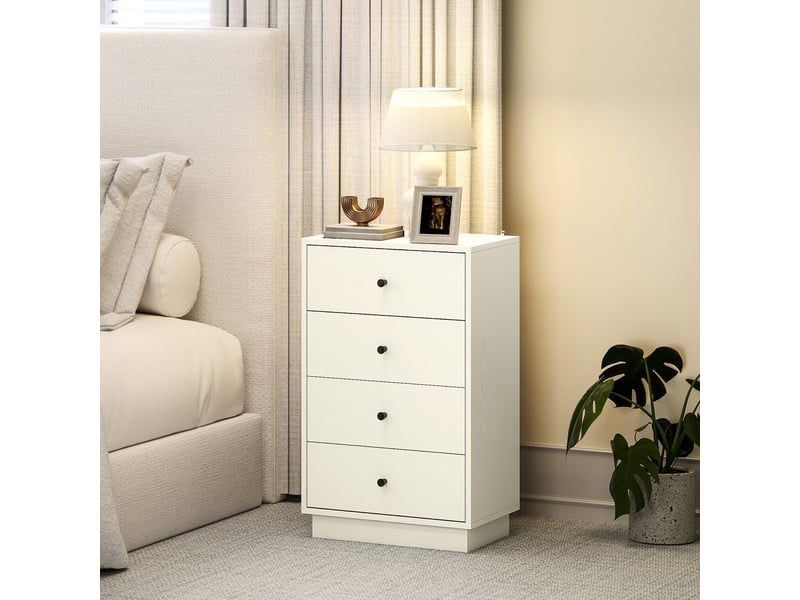  Commode moderne à 4 tiroirs, meuble de rangement pour chambre, salon ou couloir, 47 x 29 x 75 cm, couleur crème  - Conforama C