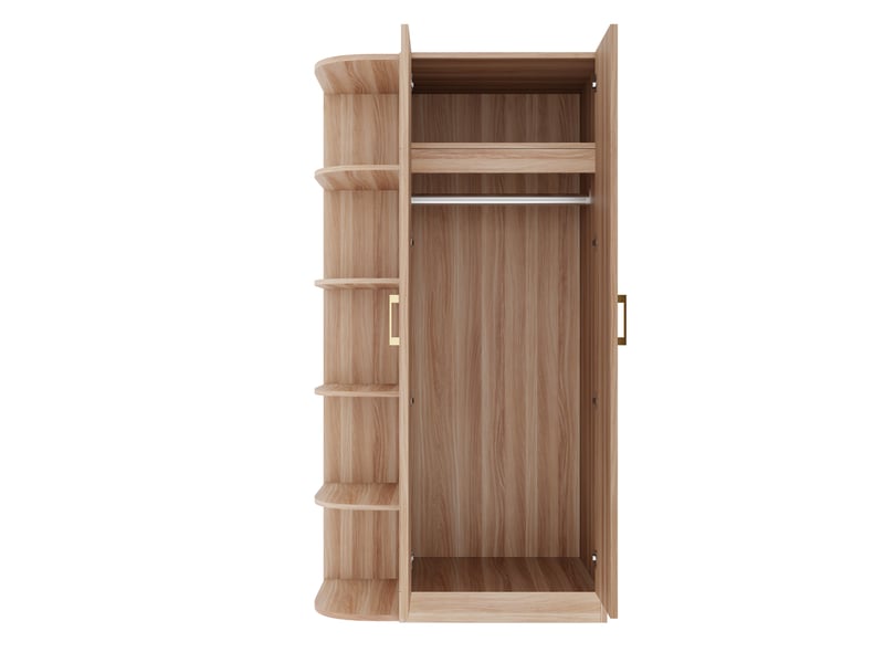  Armoire 90x55x170 cm à deux portes, mdf,  bois naturel, étagères à plusieurs niveaux, grande penderie  - Conforama E