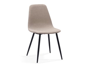 Chaises de salle à manger minimalistes 2 pièces en tissu et métal beige, design épuré et confortables pour un intérieur moderne