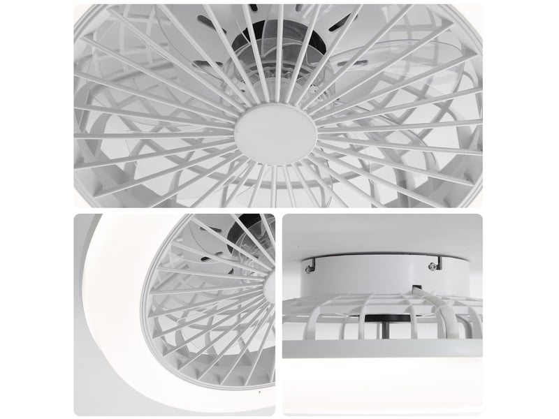  Ventilateur de plafond led 46 cm, blanc, moteur dc silencieux, télécommande, abs  - Conforama E