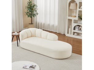 Méridienne 2 places en chenille beige avec dossier ondulé
