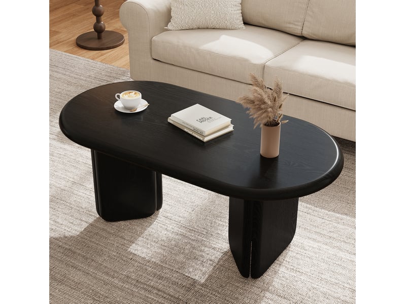  Table basse ovale 99x50x40 cm en mdf coloris noir  - Conforama E