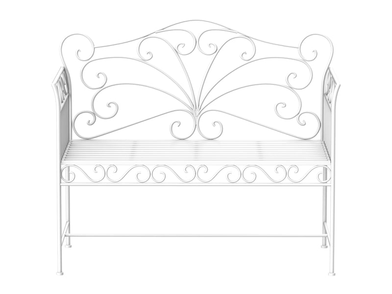 Banc de jardin robuste 2 places, banc de parc antirouille, mobilier de jardin, 111 x 50 x 98 cm, blanc  - Conforama B