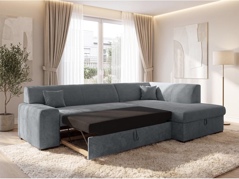 Canapé d'angle convertible lucera 260 cm avec coffre – gris Lucera - Conforama B