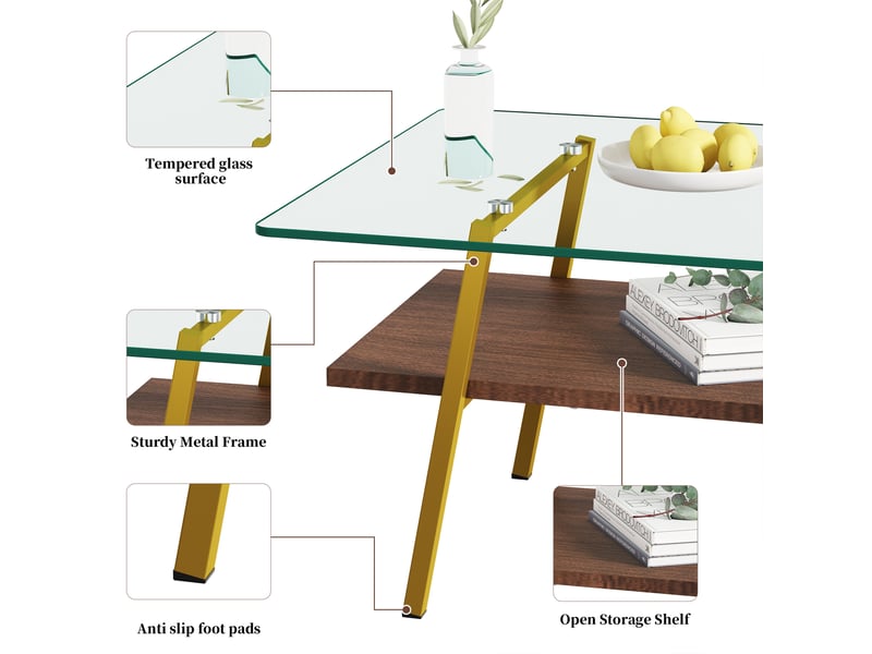 Table basse rectangulaire 98 x 58 cm en verre et mdf - Conforama E