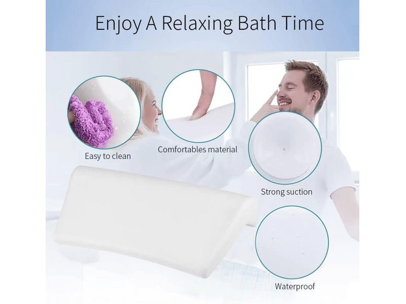  Oreiller de bain, oreiller de bain imperméable en pu, oreillers de bain, oreiller de bain à ventouses, oreiller de baignoire ergonomique  - Conforama B