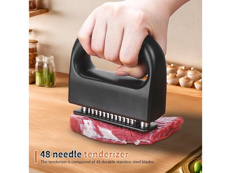 Lot de 2 attendrisseurs de viande - avec 48 lames en acier inoxydable - outil de cuisine pour tendre le bœuf, le porc, le poulet NO Commercial reference - Conforama C