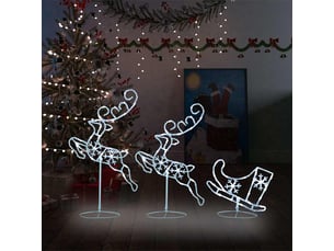 Rennetraîneaux noël volant acrylique 260x21x87 cm blanc froid