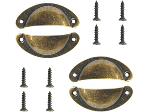 Poignée coquille (couleur bronze), 4 unités, style rétro, pour tiroir, meuble ou armoire.