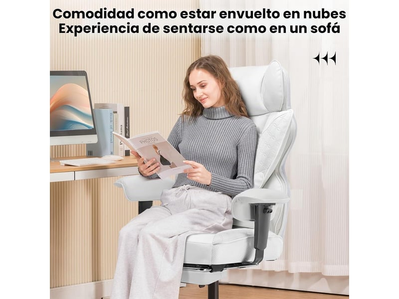  Gtplayer chaise de jeu ergonomique avec accoudoirs réglables, soutien lombaire à ressort, 180 kg, siège large - blanc CH510-WT - Conforama D