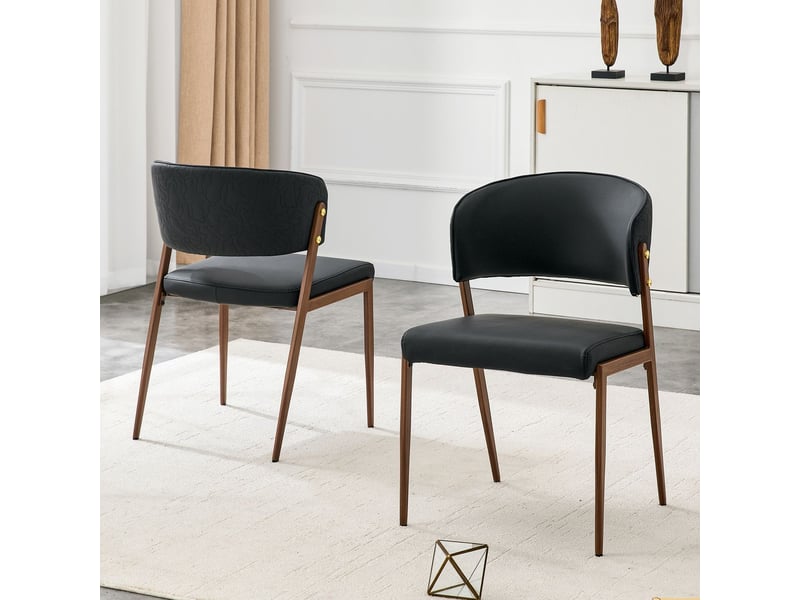  Lot de chaises 2 chaises dossier ergonomique assise rembourrée piètement métal revêtement en simili cuir  - Conforama B