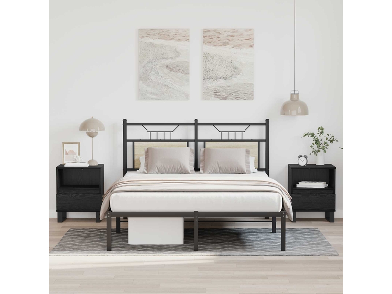  Table de chevet chêne noir 40 x 35 x 50 cm bois d'ingénierie  - Conforama B