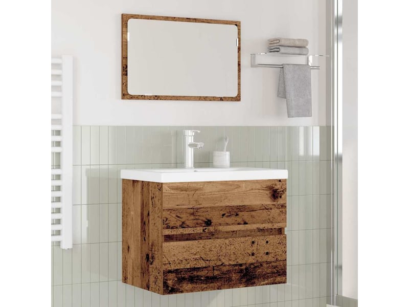 Ensemble de mobilier de salle de bain 3 pièces bois ancien cf64436 - Conforama B