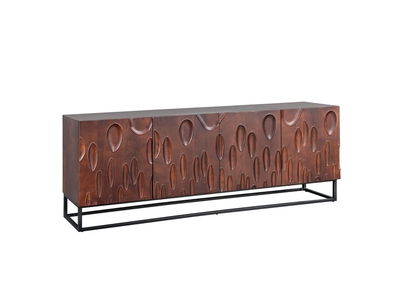  Buffet 175 cm 4 portes bois massif acacia noyer foncé – collection origin  - Conforama A