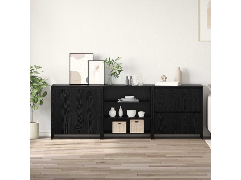  Buffet - bahut - meuble de rangement 3 pc chêne noir 70 x 41 x 75 cm bois d'ingénierie  - Conforama B
