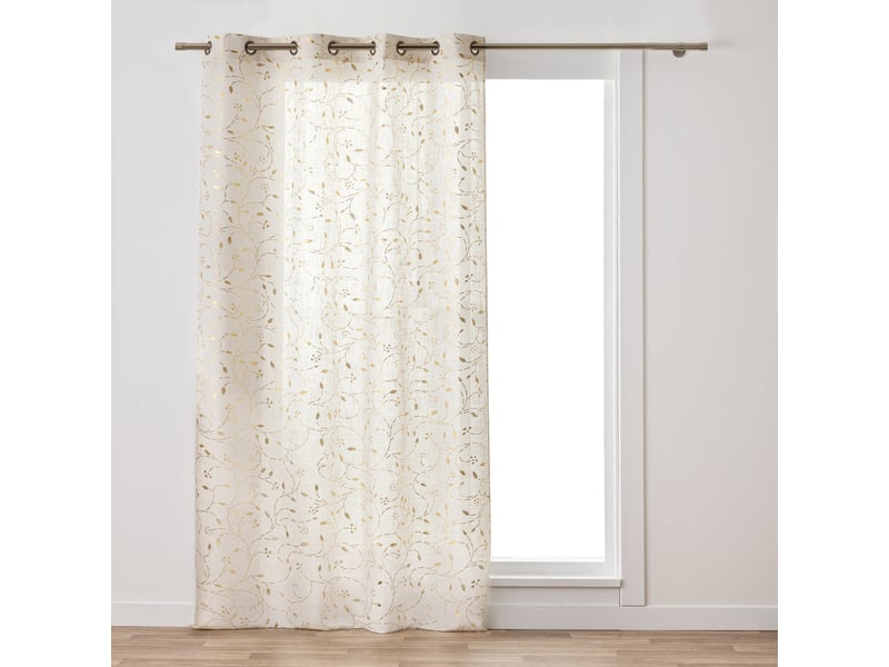  Rideau à œillets imprimé lysia 140x280cm naturel  - Conforama A