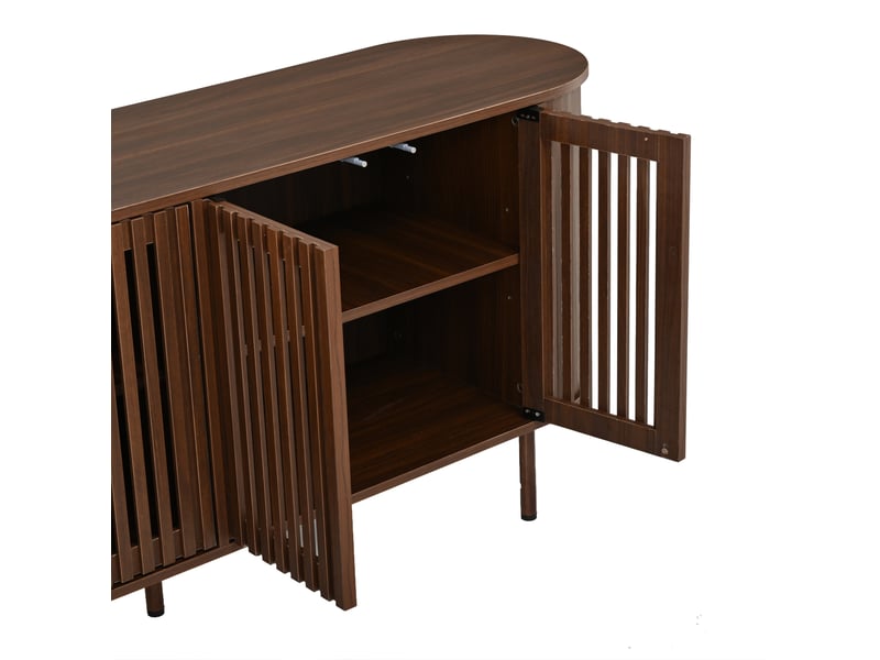 Buffet bas 160x40x70 cm 4 portes coulissantes perforées mdf noyer - Conforama D