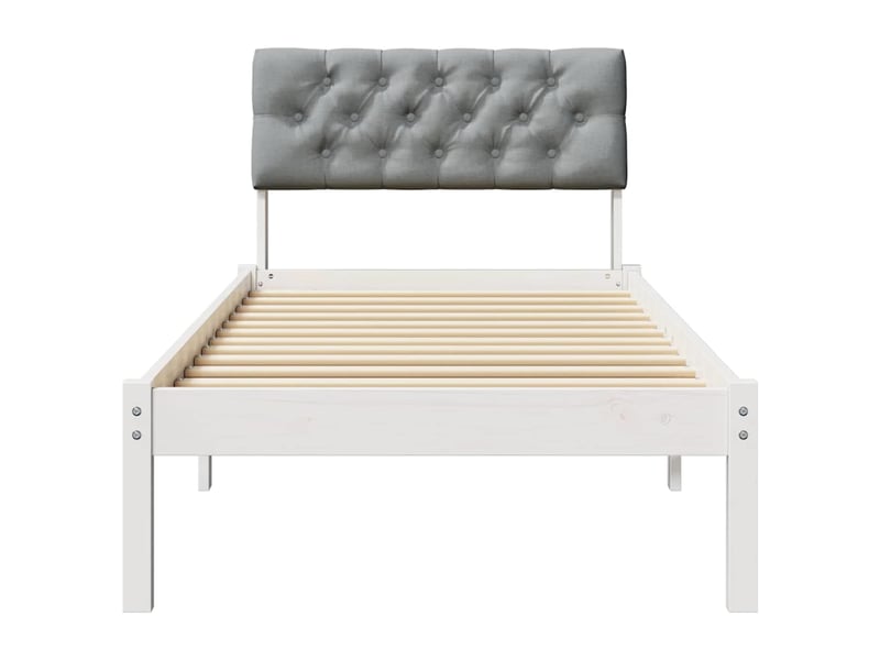 Lit simple- lit adulte - cadre de lit blanc et gris clair 80 x 200 cm bois massif en pin - Conforama D