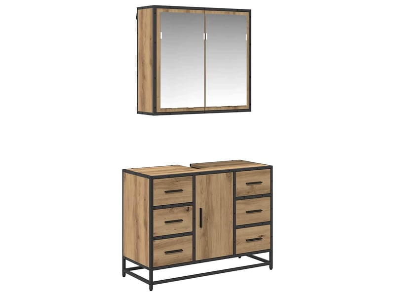 Ensemble de mobilier de salle de bain 2 pc chêne artisanal cf64049 - Conforama A