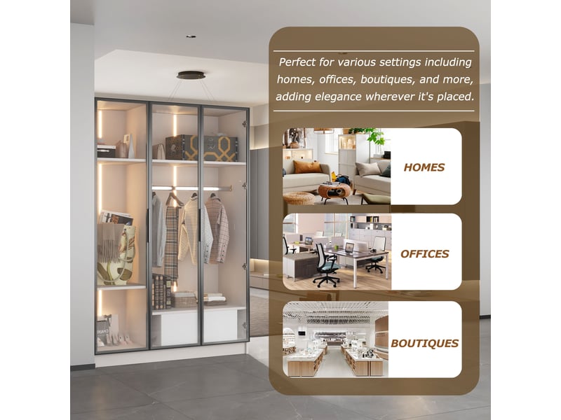  Armoire penderie 3 portes en verre 1 tiroir avec led blanc 110x50x160 cm 325239240241AAZ - Conforama E