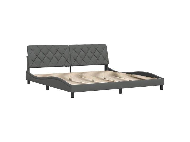 Lit double- lit adulte - cadre de lit sans matelas gris foncé 200x200 cm tissu - Conforama C