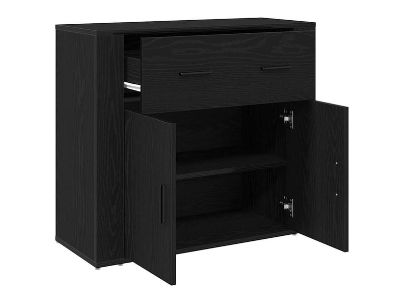  Buffet - bahut - meuble de rangement chêne noir 80 x 33 x 70 cm bois d'ingénierie  - Conforama E