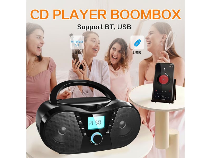  Lecteur cd avec bluetooth et radio fm stéréo – son cristallin, entrée usb et aux-in  - Conforama D