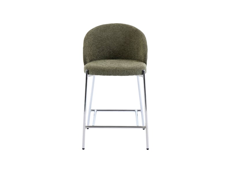  Lot de 2 tabourets de bar bois de peuplier teinté noyer. Acier chromé et tissu texturé kaki - paul  - Conforama E