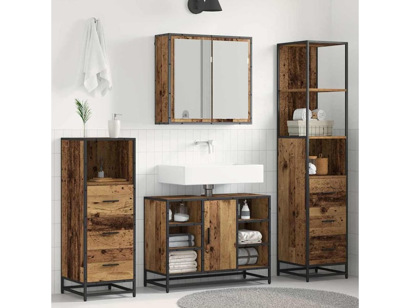  Ensemble de mobilier de salle de bain 3 pc bois ancien cf64267  - Conforama B