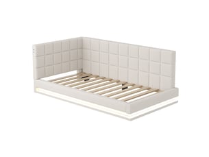 Lit banquette 90x200 cm    coloris beige