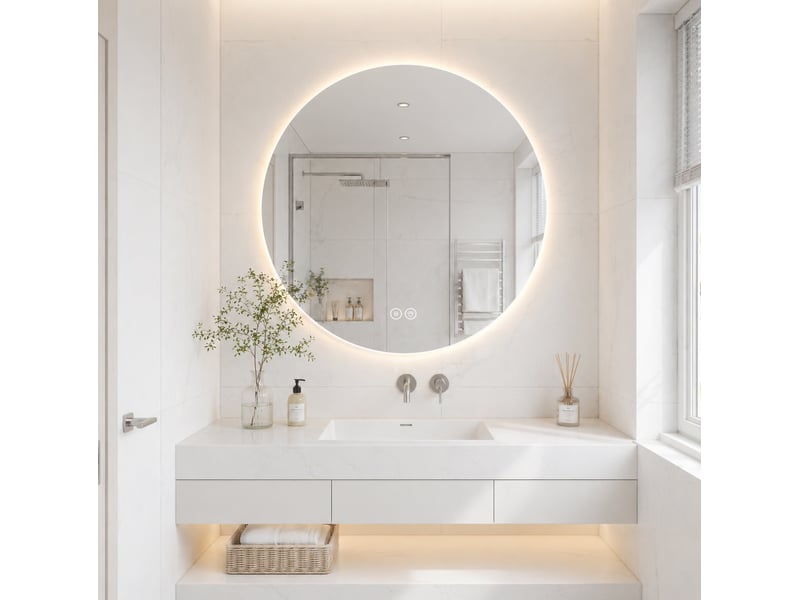  Miroir led rond de salle de bain 80x80x3 cm anti-buée argenté  - Conforama C