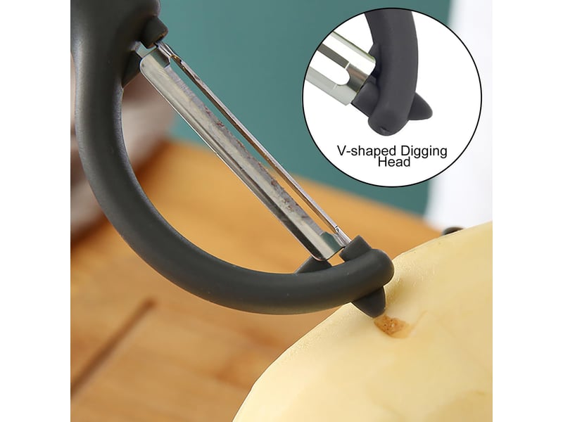  Éplucheur universel (2 pcs), éplucheur pivotant en acier inoxydable, couteau cuisine avec lame tranchante pour légumes fruits, noir  - Conforama E