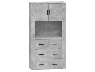 Buffet haut - bahut - meuble de rangement gris béton bois d'ingénierie